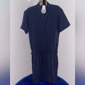 ROMPERJACK Navy Romper with Red Pinstripe